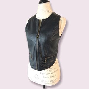 Vintage Genuine Leather Zip Up Vest Jacket 2P